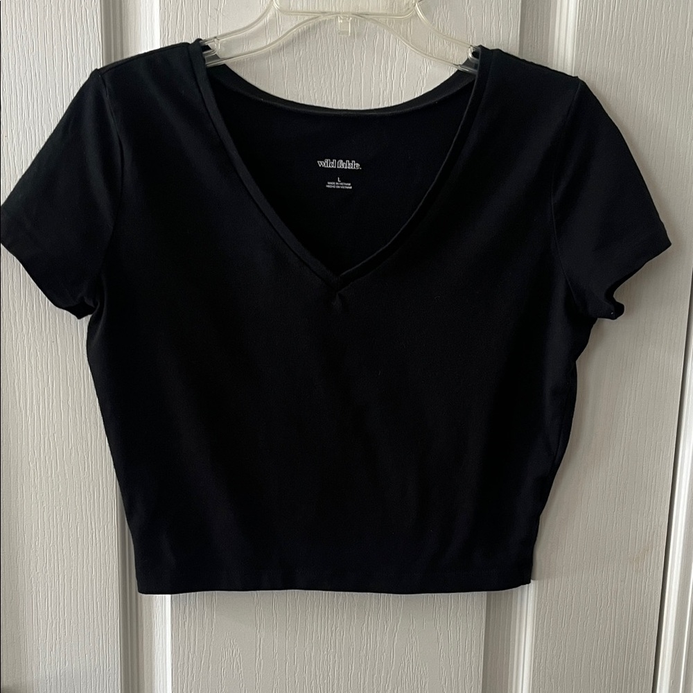Wild Fable Classic Black V-Neck Crop Top